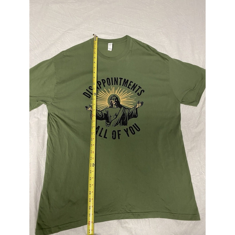 Disappointments All of You Jesus Graphic T-Shirt Men's 2XL Green Funny Meme Tee - Picture 5 of 7